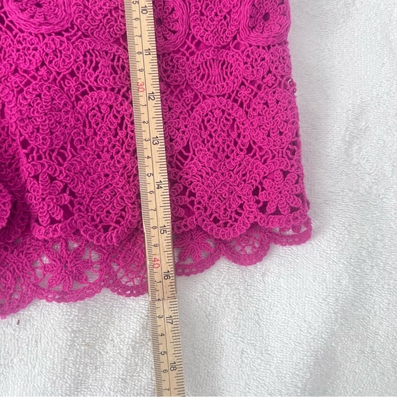 Anthropologie Maeve Solid Eyelet Crochet Top and Shorts Set Size 10 Fuchsia - Picture 14 of 16